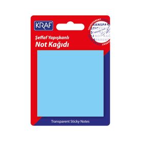 Kraf 7676TR 76x76 mm 50 Yaprak Yapışkanlı Şeffaf Mavi Not Kağıdı