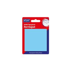 Kraf 7676TR 76x76 mm 50 Yaprak Yapışkanlı Şeffaf Mavi Not Kağıdı