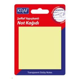 Kraf 7676TR 76x76 mm 50 Yaprak Yapışkanlı Şeffaf Sarı Not Kağıdı