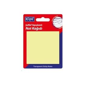 Kraf 7676TR 76x76 mm 50 Yaprak Yapışkanlı Şeffaf Sarı Not Kağıdı