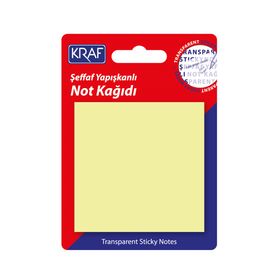 Kraf 7676TR 76x76 mm 50 Yaprak Yapışkanlı Şeffaf Sarı Not Kağıdı