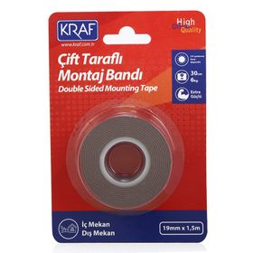 Kraf Çift Taraflı Extra Güçlü Dış Mekan 19 mm 1.5 mt Montaj Bandı