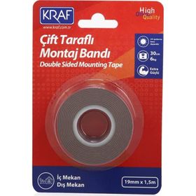 Kraf Çift Taraflı Extra Güçlü Dış Mekan 19 mm 1.5 mt Montaj Bandı