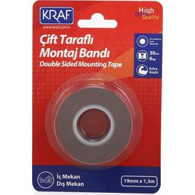Kraf Çift Taraflı Extra Güçlü Dış Mekan 19 mm 1.5 mt Montaj Bandı