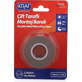 Kraf Çift Taraflı Extra Güçlü Dış Mekan 19 mm 1.5 mt Montaj Bandı