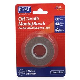 Kraf Çift Taraflı Extra Güçlü Dış Mekan 19 mm 1.5 mt Montaj Bandı