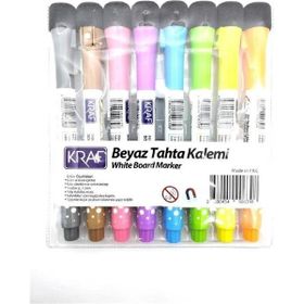 Kraf N:777 8 Renk Mıknatıslı Silgili Beyaz Tahta Kalem Seti