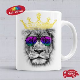 Kral Aslan Kaplan Baskılı Porselen Kupa Bardak