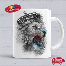 Kral Aslan Kaplan Baskılı Porselen Kupa Bardak