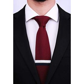 Kravatkolik 8017 Çizgi Desen Örgü Bordo Kravat