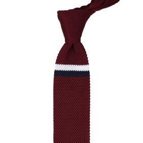 Kravatkolik 8017 Çizgi Desen Örgü Bordo Kravat