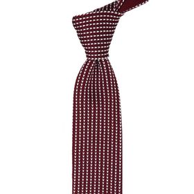 Kravatkolik 8020 Bordo Beyaz Noktalı Örgü Kravat