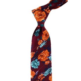 Kravatkolik EST147 Bordo Çiçek Desen Piliseli İpek Kravat