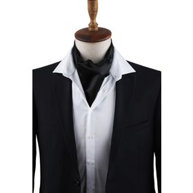 Kravatkolik K578 Siyah Düz Ascot Fular