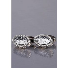 Kravatkolik KD1166 Gümüş Renk Elips Kol Düğmesi