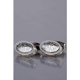 Kravatkolik KD1166 Gümüş Renk Elips Kol Düğmesi