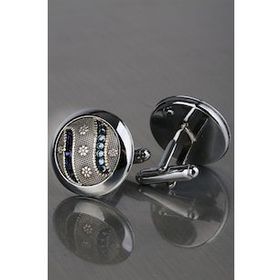 Kravatkolik KD1195 Gümüş Mavi Taşlı Kol Düğmesi