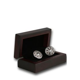 Kravatkolik KD1197 Gümüş Füme Taşlı Kol Düğmesi