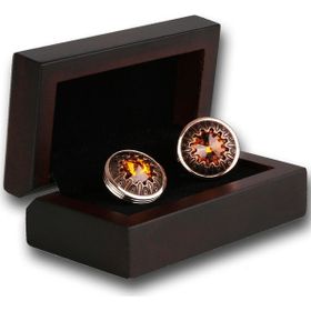 Kravatkolik KD1202 Bronz Turuncu Taşlı Kol Düğmesi