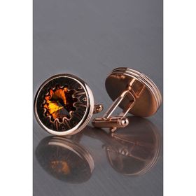 Kravatkolik KD1202 Bronz Turuncu Taşlı Kol Düğmesi