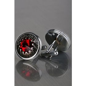 Kravatkolik KD1203 Gümüş Kırmızı Taşlı Kol Düğmesi