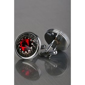 Kravatkolik KD1203 Gümüş Kırmızı Taşlı Kol Düğmesi
