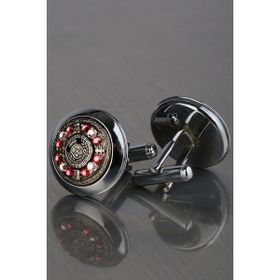 Kravatkolik KD1216 Gümüş Pembe Taşlı Kol Düğmesi