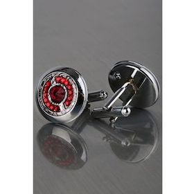 Kravatkolik KD1219 Gümüş Kırmızı Taşlı Kol Düğmesi