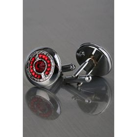 Kravatkolik KD1219 Gümüş Kırmızı Taşlı Kol Düğmesi
