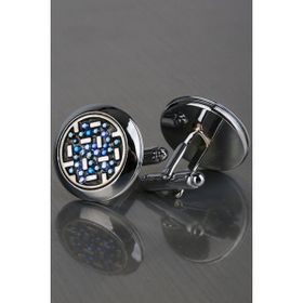 Kravatkolik KD1228 Gümüş Mavi Taşlı Kol Düğmesi