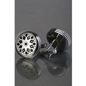 Kravatkolik KD1231 Gümüş Siyah Taşlı Kol Düğmesi