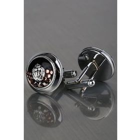 Kravatkolik KD1233 Gümüş Pembe Taşlı Kol Düğmesi