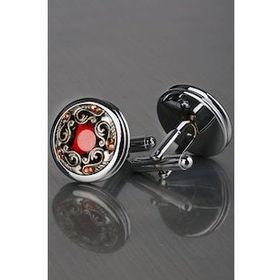 Kravatkolik KD1243 Gümüş Turuncu Taşlı Kol Düğmesi