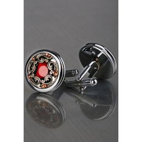 Kravatkolik KD1243 Gümüş Turuncu Taşlı Kol Düğmesi