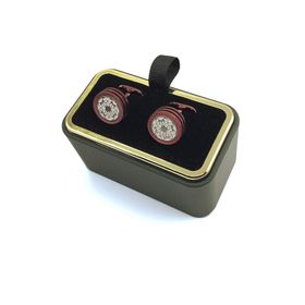 Kravatkolik KD1295 Vişne Çürüğü Beyaz Yuvarlak Kol Düğmesi