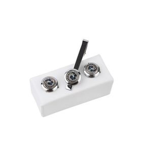 Kravatkolik KD966 Gümüş Renk Kol Düğmesi ve Kravat İğnesi Set