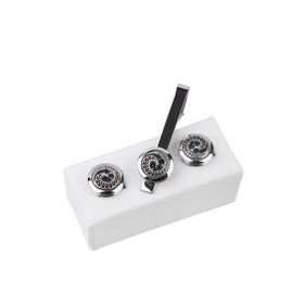 Kravatkolik KD966 Gümüş Renk Kol Düğmesi ve Kravat İğnesi Set