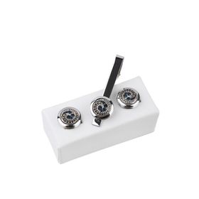 Kravatkolik KD966 Gümüş Renk Kol Düğmesi ve Kravat İğnesi Set