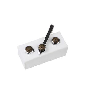 Kravatkolik KD967 Gümüş Renk Kol Düğmesi ve Kravat İğnesi Set