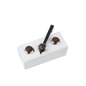 Kravatkolik KD967 Gümüş Renk Kol Düğmesi ve Kravat İğnesi Set
