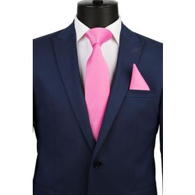 Kravatkolik KK1138 Pembe Mendilli Düz Saten Kravat