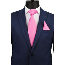 Kravatkolik KK1138 Pembe Mendilli Düz Saten Kravat