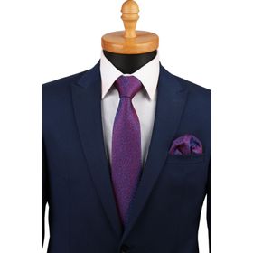Kravatkolik KK4799 Bordo Mavi Kum Desen Mendilli Klasik Kravat