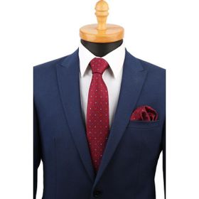 Kravatkolik KK4932 Bordo Puantiye Desen Mendilli Klasik Kravat