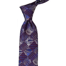 Kravatkolik KK9693 Mürdüm Mavi Motif Desen Mendilli Klasik Kravat