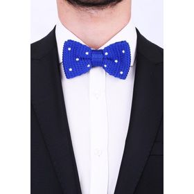 Kravatkolik ÖR05 Mavi Beyaz Örgü Papyon