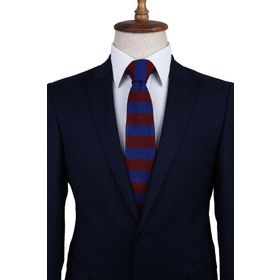 Kravatkolik Ör8294 Bordo - Mavi Çizgi Desen Örgü Kravat