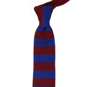Kravatkolik Ör8294 Bordo - Mavi Çizgi Desen Örgü Kravat