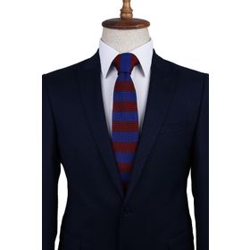 Kravatkolik Ör8294 Bordo - Mavi Çizgi Desen Örgü Kravat