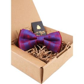 Kravatkolik P1476 Bordo Mavi Ekose Desen Papyon